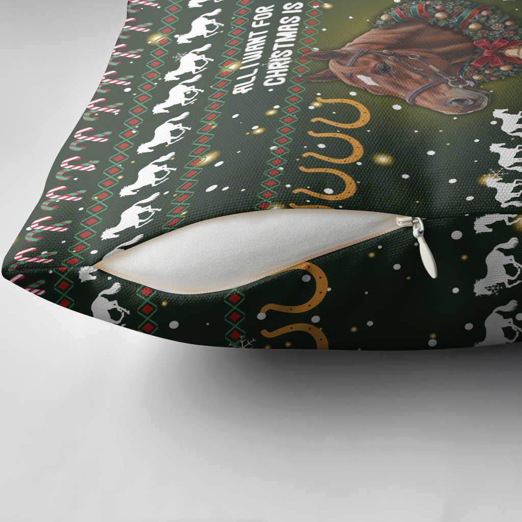 Horse All I Need For Christmas Christmas Pillow Cover Xmas Holiday Patterns - Wonder Print Shop