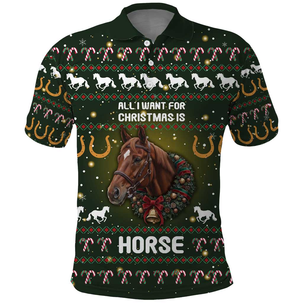 Horse All I Need For Christmas Christmas Polo Shirt Xmas Holiday Patterns - Wonder Print Shop