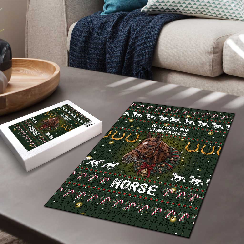 Horse All I Need For Christmas Christmas Puzzle Xmas Holiday Patterns - Wonder Print Shop