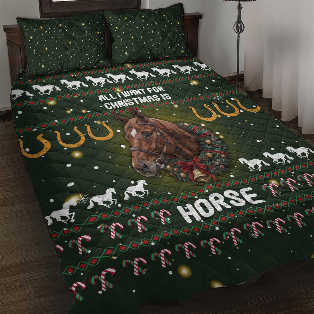 Horse All I Need For Christmas Christmas Quilt Bed Set Xmas Holiday Patterns - Wonder Print Shop