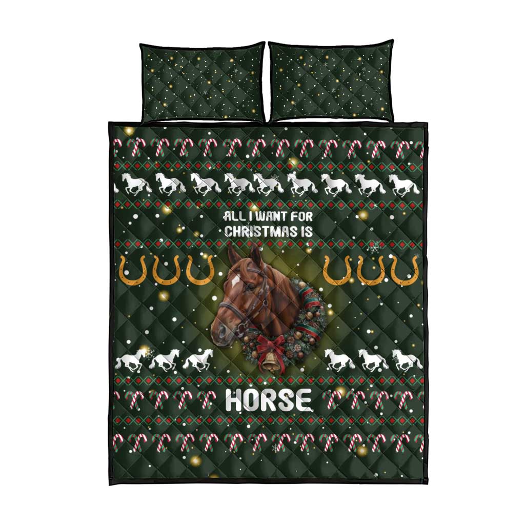 Horse All I Need For Christmas Christmas Quilt Bed Set Xmas Holiday Patterns - Wonder Print Shop