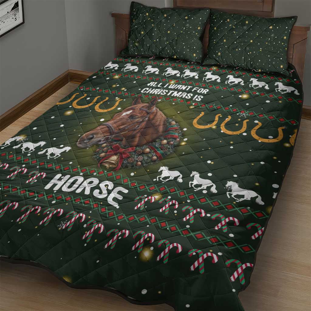 Horse All I Need For Christmas Christmas Quilt Bed Set Xmas Holiday Patterns - Wonder Print Shop