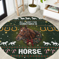 Horse All I Need For Christmas Christmas Round Carpet Xmas Holiday Patterns - Wonder Print Shop