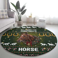 Horse All I Need For Christmas Christmas Round Carpet Xmas Holiday Patterns - Wonder Print Shop