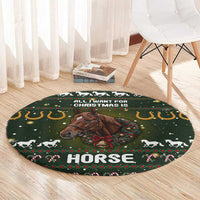 Horse All I Need For Christmas Christmas Round Carpet Xmas Holiday Patterns - Wonder Print Shop