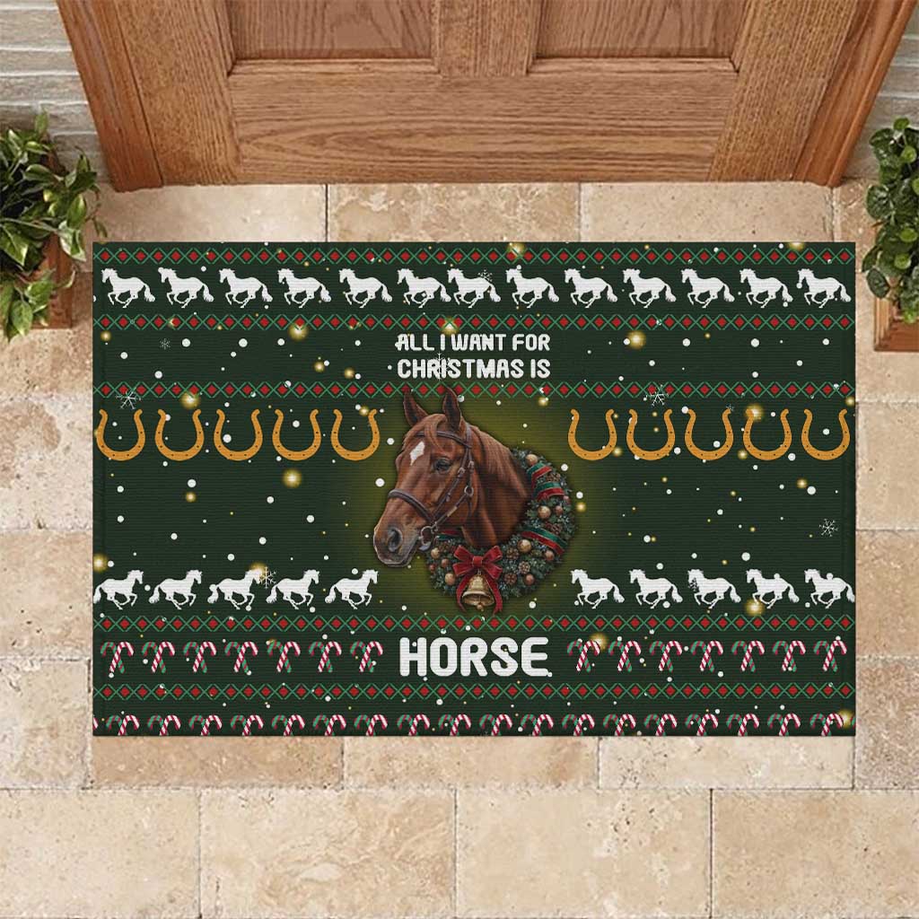 Horse All I Need For Christmas Christmas Rubber Doormat Xmas Holiday Patterns - Wonder Print Shop