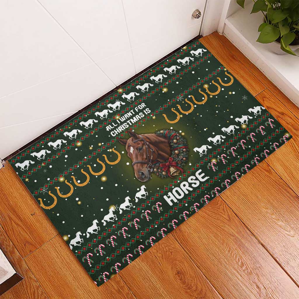 Horse All I Need For Christmas Christmas Rubber Doormat Xmas Holiday Patterns - Wonder Print Shop
