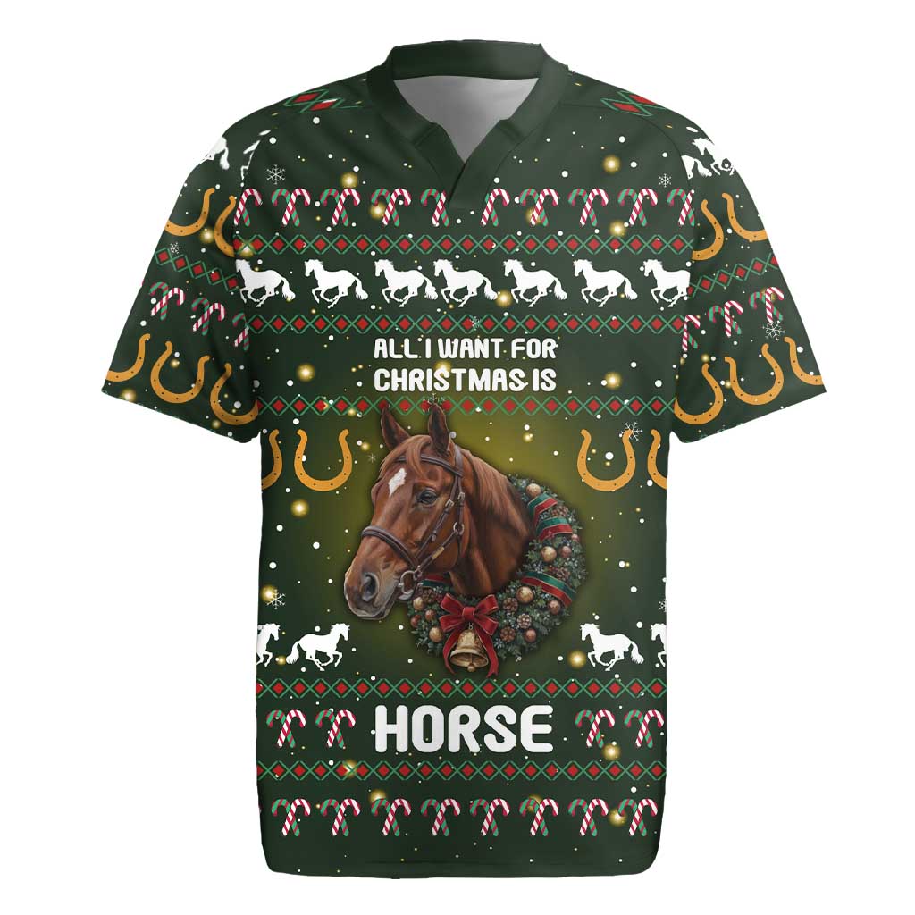 Horse All I Need For Christmas Christmas Rugby Jersey Xmas Holiday Patterns - Wonder Print Shop