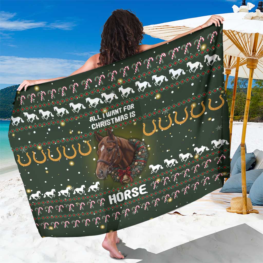 Horse All I Need For Christmas Christmas Sarong Xmas Holiday Patterns - Wonder Print Shop