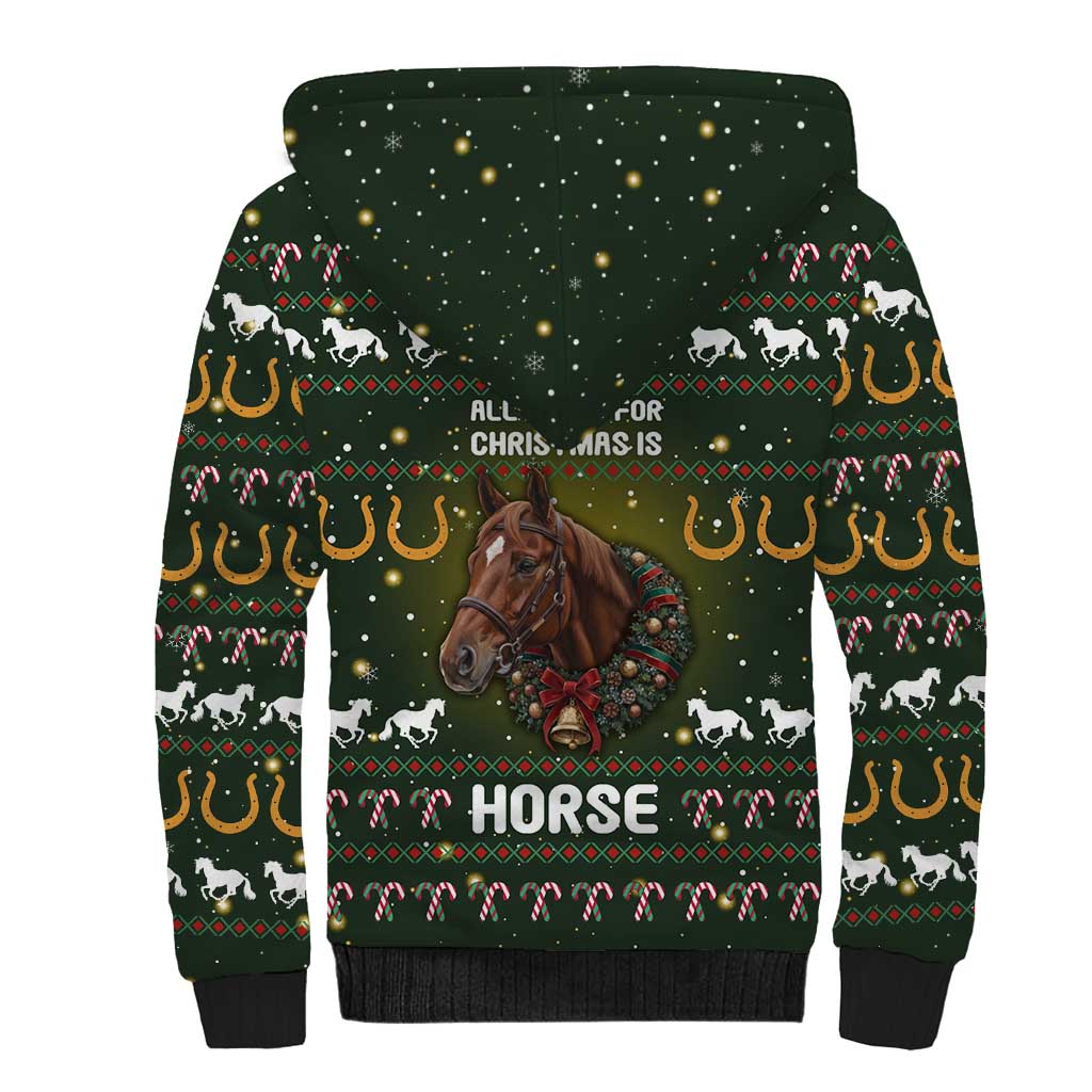 Horse All I Need For Christmas Christmas Sherpa Hoodie Xmas Holiday Patterns - Wonder Print Shop