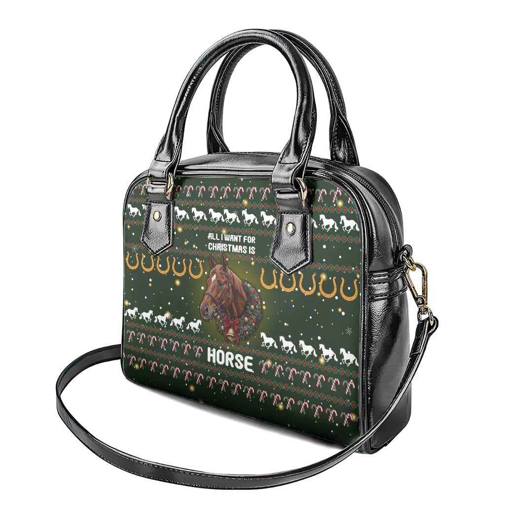 Horse All I Need For Christmas Christmas Shoulder Handbag Xmas Holiday Patterns - Wonder Print Shop