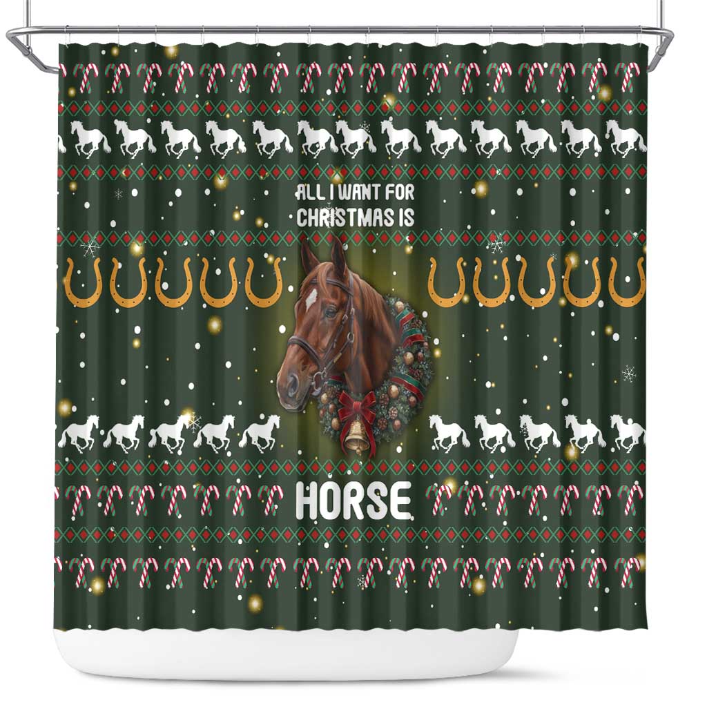 Horse All I Need For Christmas Christmas Shower Curtain Xmas Holiday Patterns - Wonder Print Shop