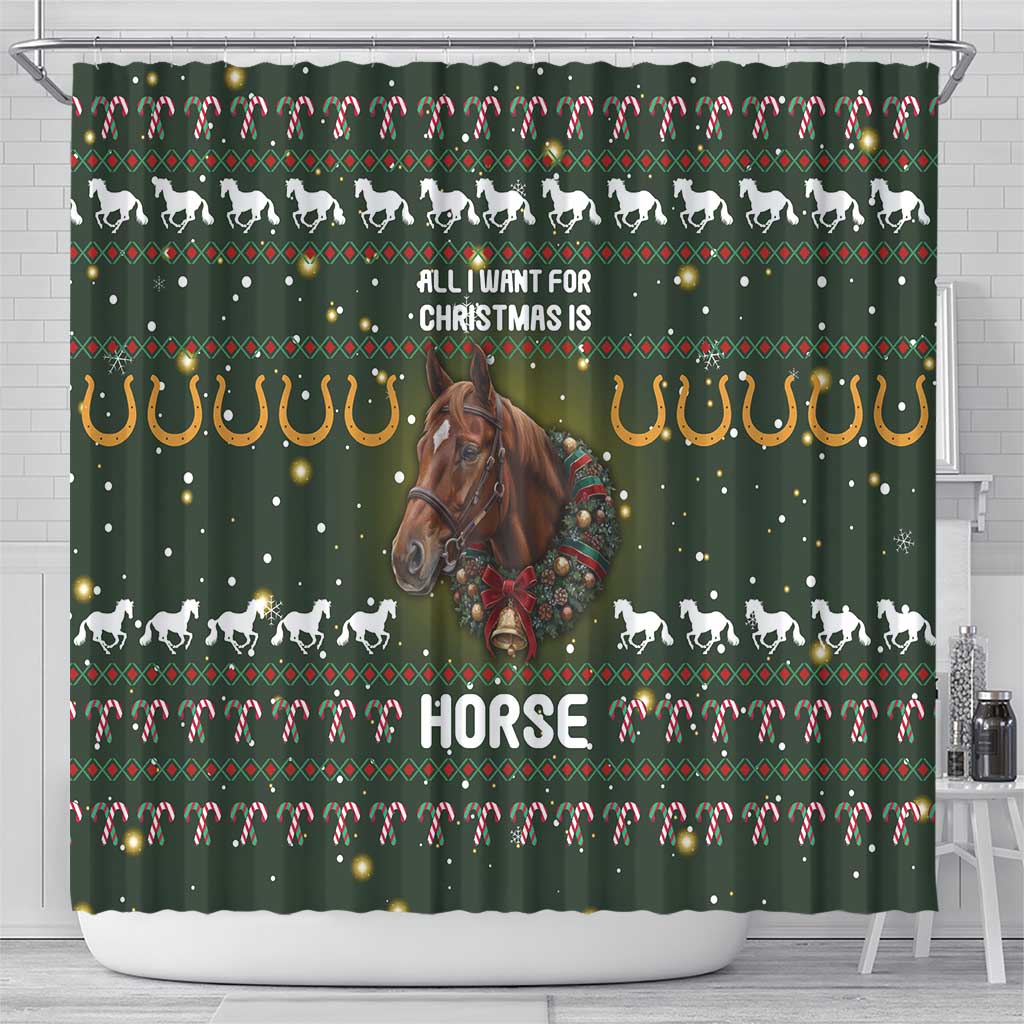 Horse All I Need For Christmas Christmas Shower Curtain Xmas Holiday Patterns - Wonder Print Shop