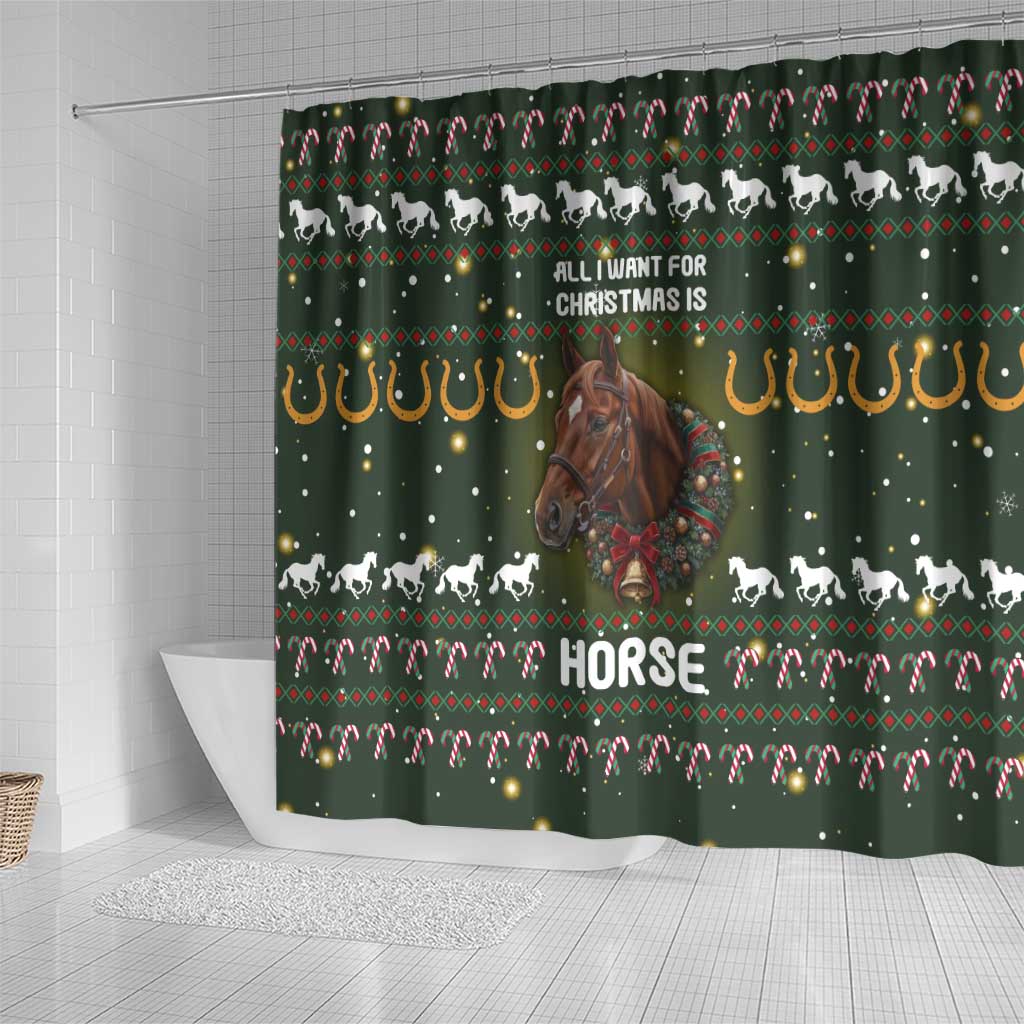 Horse All I Need For Christmas Christmas Shower Curtain Xmas Holiday Patterns - Wonder Print Shop
