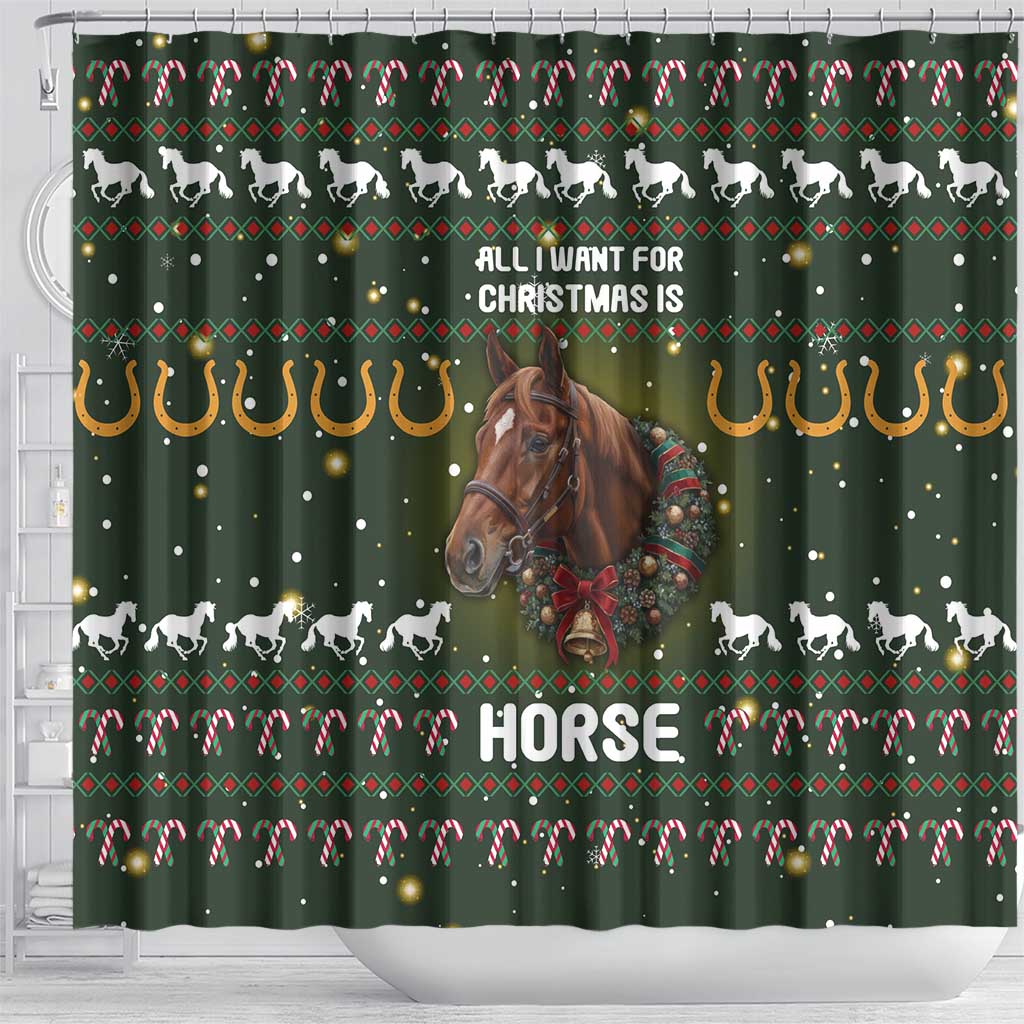 Horse All I Need For Christmas Christmas Shower Curtain Xmas Holiday Patterns - Wonder Print Shop