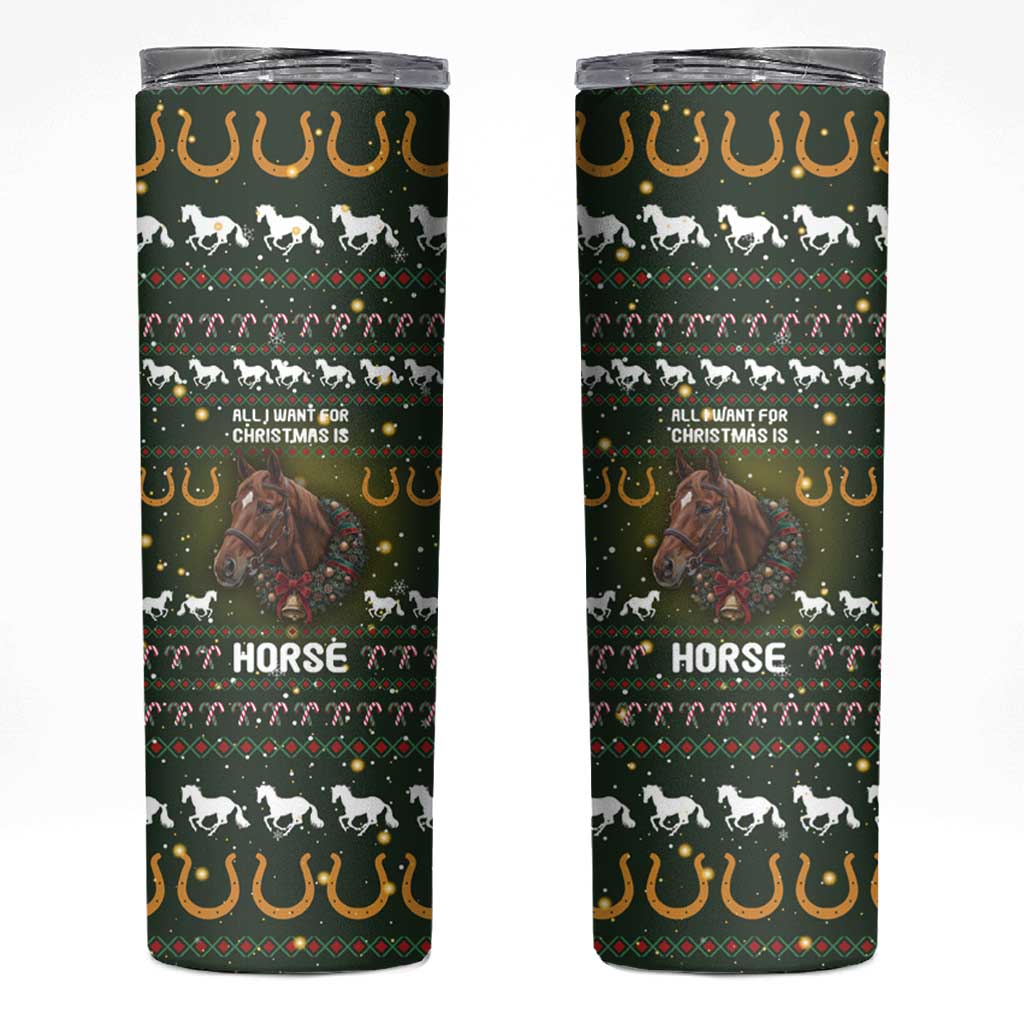 Horse All I Need For Christmas Christmas Skinny Tumbler Xmas Holiday Patterns - Wonder Print Shop