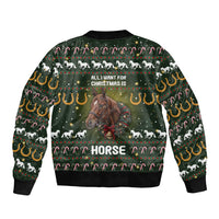 Horse All I Need For Christmas Christmas Sleeve Zip Bomber Jacket Xmas Holiday Patterns - Wonder Print Shop