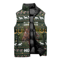Horse All I Need For Christmas Christmas Sleeveless Puffer Jacket Xmas Holiday Patterns - Wonder Print Shop