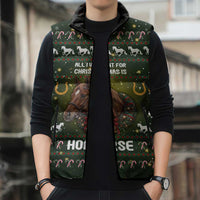 Horse All I Need For Christmas Christmas Sleeveless Puffer Jacket Xmas Holiday Patterns - Wonder Print Shop