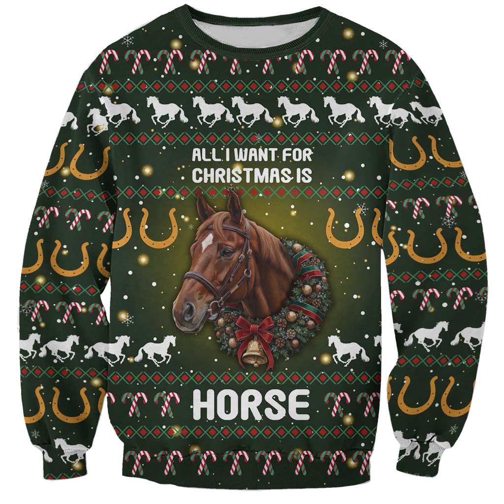 Horse All I Need For Christmas Christmas Sweatshirt Xmas Holiday Patterns - Wonder Print Shop