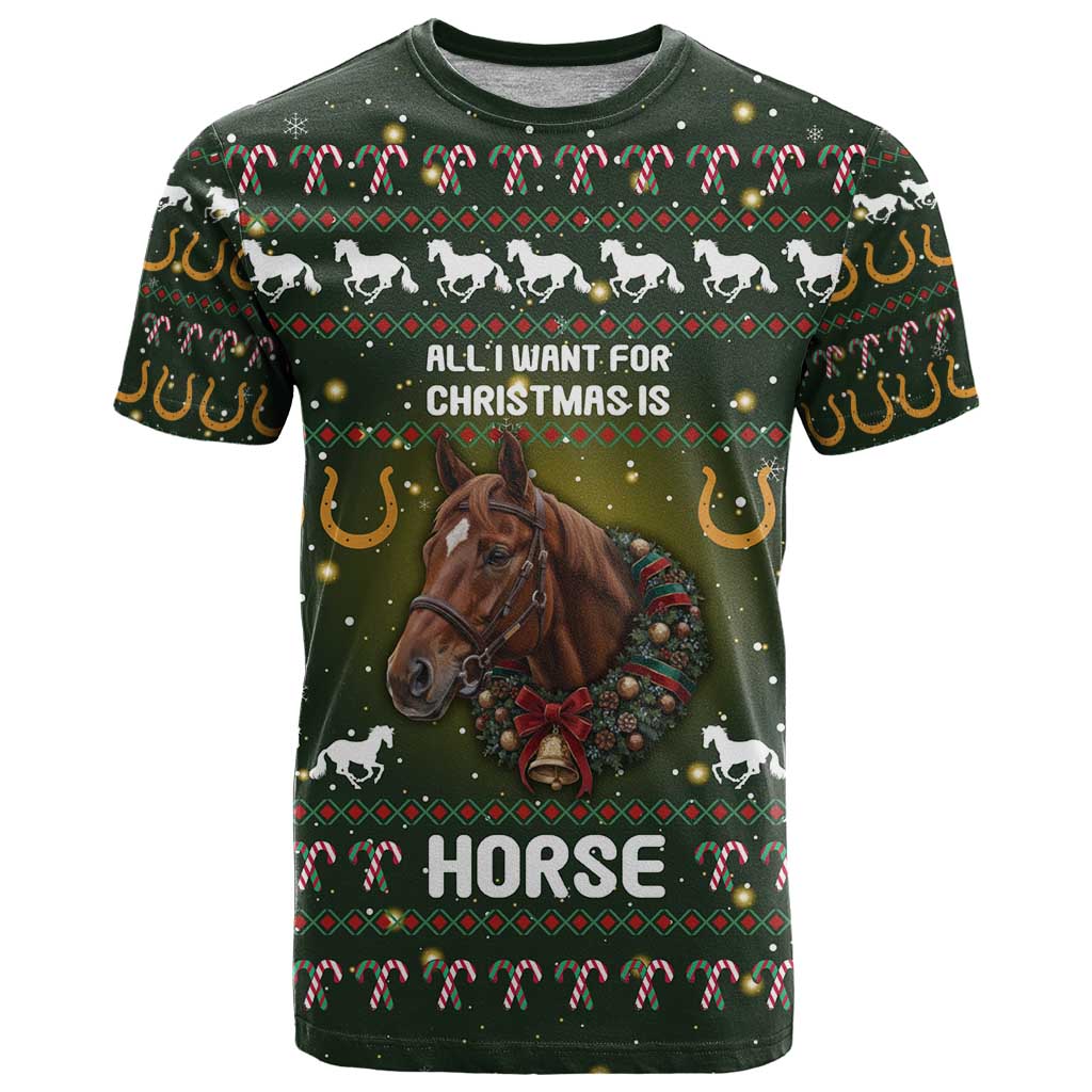 Horse All I Need For Christmas Christmas T Shirt Xmas Holiday Patterns - Wonder Print Shop