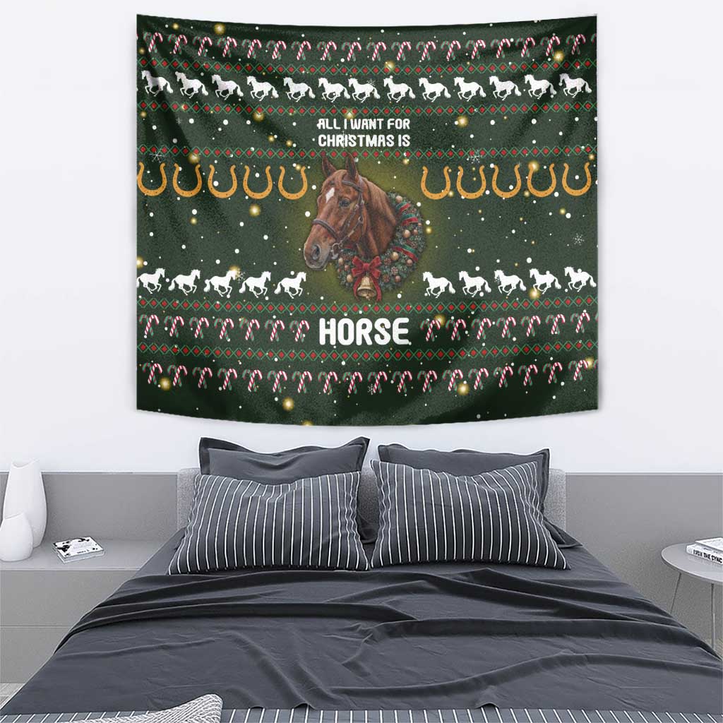 Horse All I Need For Christmas Christmas Tapestry Xmas Holiday Patterns - Wonder Print Shop