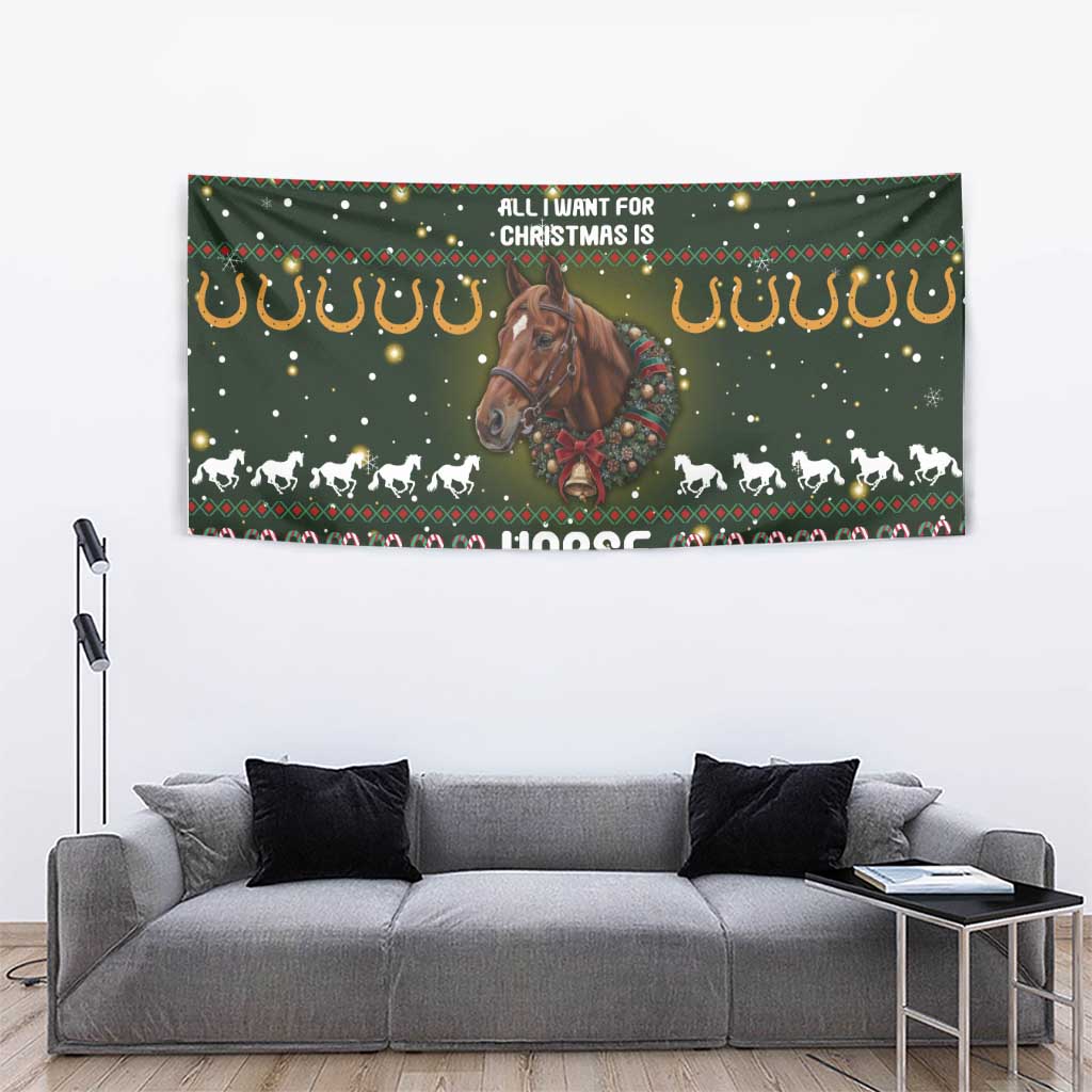 Horse All I Need For Christmas Christmas Tapestry Xmas Holiday Patterns - Wonder Print Shop