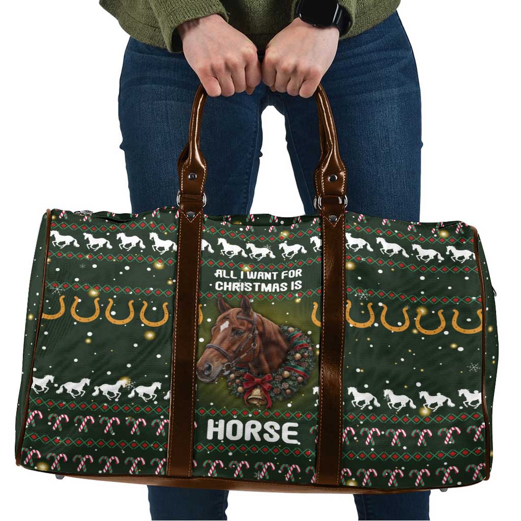 Horse All I Need For Christmas Christmas Travel Bag Xmas Holiday Patterns - Wonder Print Shop