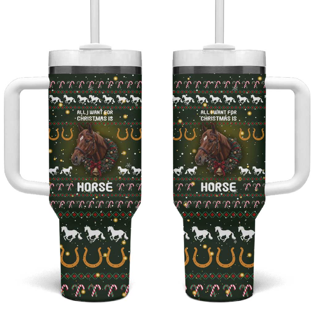 Horse All I Need For Christmas Christmas Tumbler With Handle Xmas Holiday Patterns - Wonder Print Shop