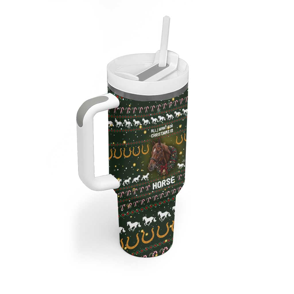 Horse All I Need For Christmas Christmas Tumbler With Handle Xmas Holiday Patterns - Wonder Print Shop