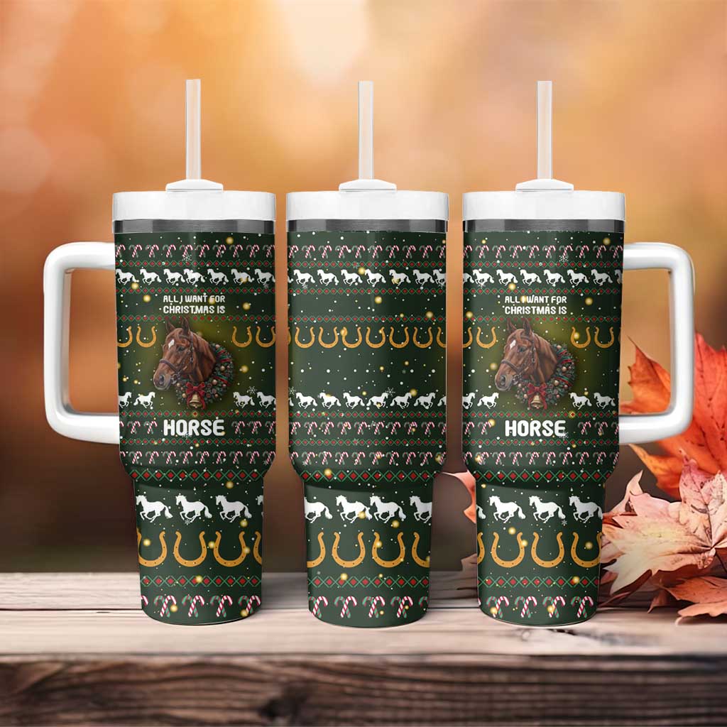 Horse All I Need For Christmas Christmas Tumbler With Handle Xmas Holiday Patterns - Wonder Print Shop