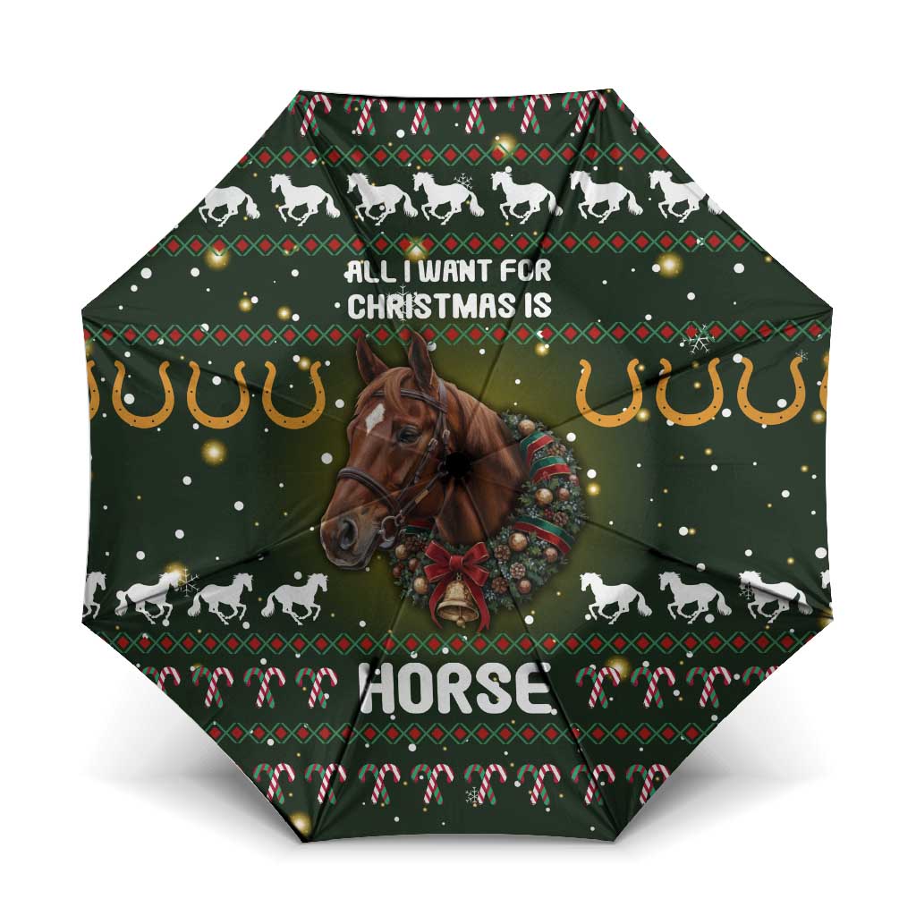 Horse All I Need For Christmas Christmas Umbrella Xmas Holiday Patterns - Wonder Print Shop