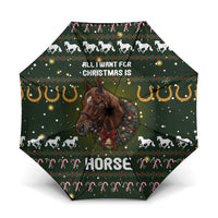 Horse All I Need For Christmas Christmas Umbrella Xmas Holiday Patterns - Wonder Print Shop
