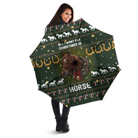 Horse All I Need For Christmas Christmas Umbrella Xmas Holiday Patterns - Wonder Print Shop