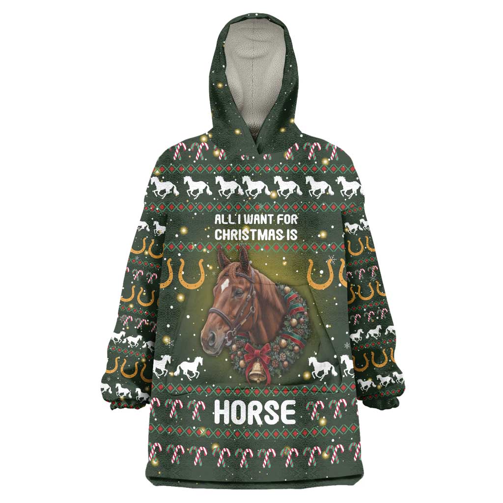 Horse All I Need For Christmas Christmas Wearable Blanket Hoodie Xmas Holiday Patterns - Wonder Print Shop