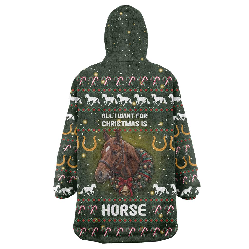 Horse All I Need For Christmas Christmas Wearable Blanket Hoodie Xmas Holiday Patterns - Wonder Print Shop