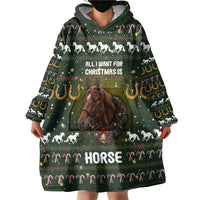 Horse All I Need For Christmas Christmas Wearable Blanket Hoodie Xmas Holiday Patterns - Wonder Print Shop