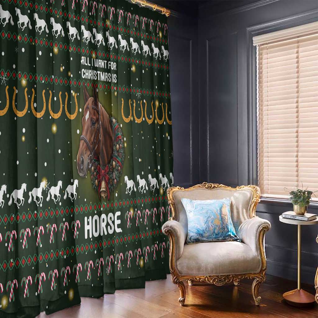 Horse All I Need For Christmas Christmas Window Curtain Xmas Holiday Patterns - Wonder Print Shop