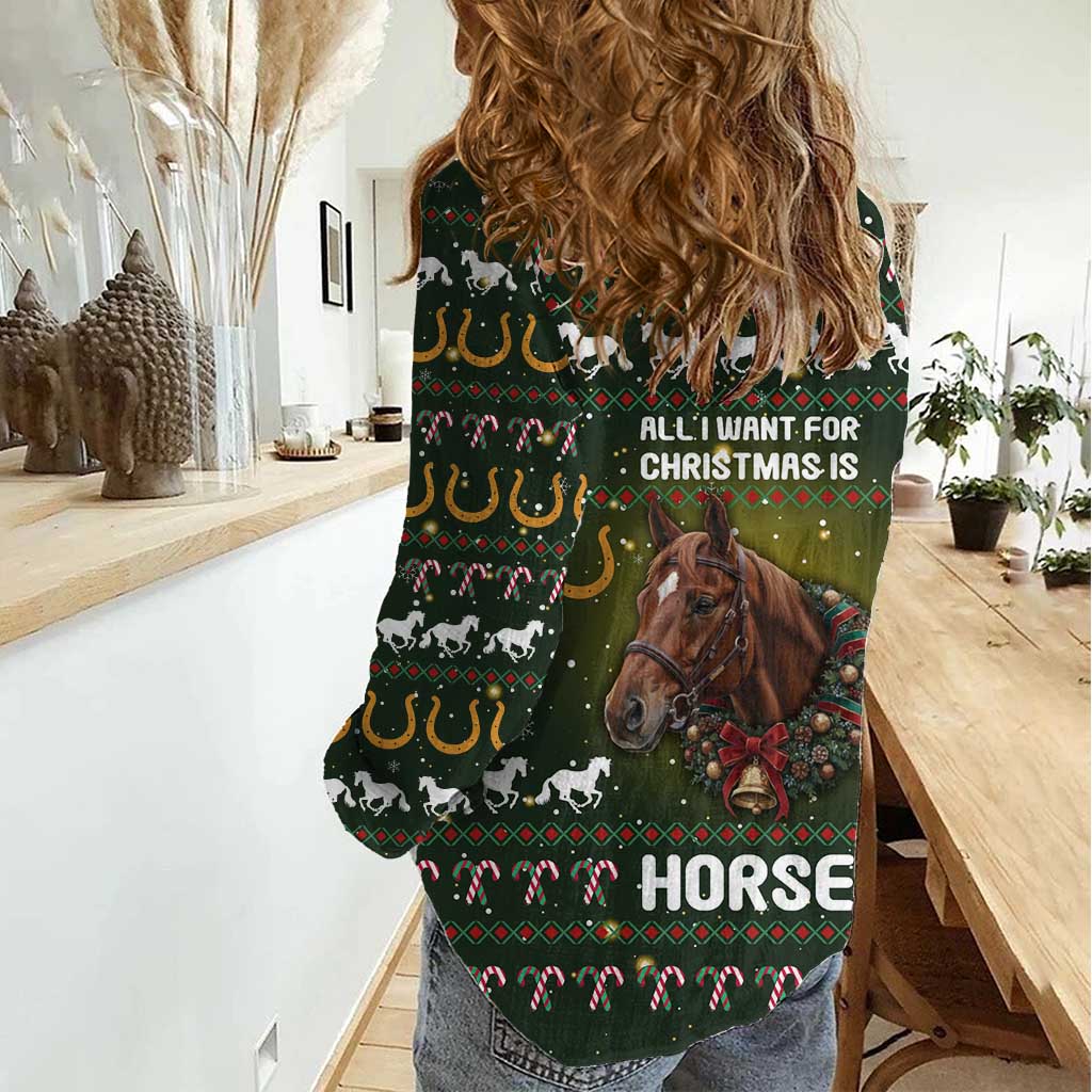 Horse All I Need For Christmas Christmas Women Casual Shirt Xmas Holiday Patterns - Wonder Print Shop