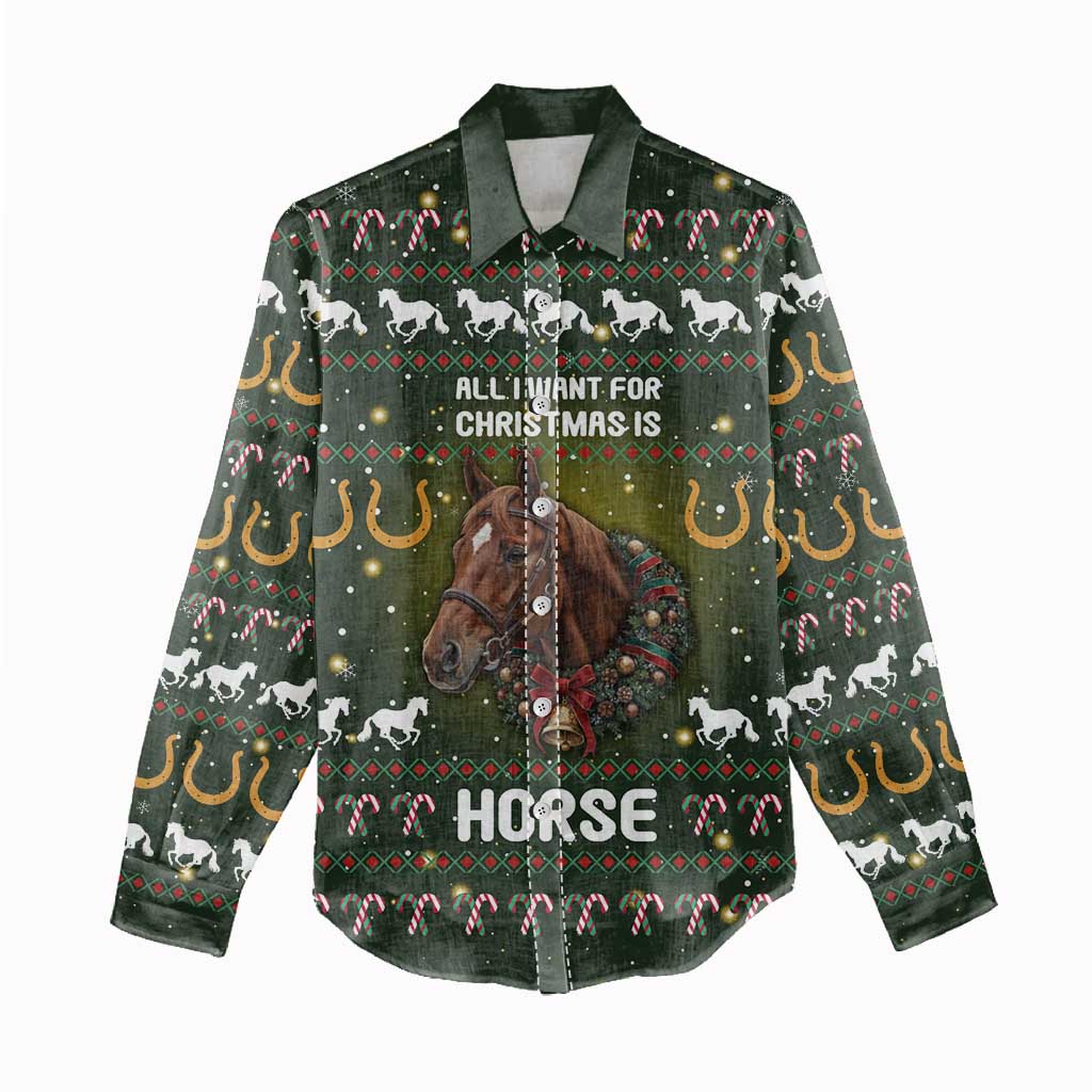 Horse All I Need For Christmas Christmas Women Casual Shirt Xmas Holiday Patterns - Wonder Print Shop