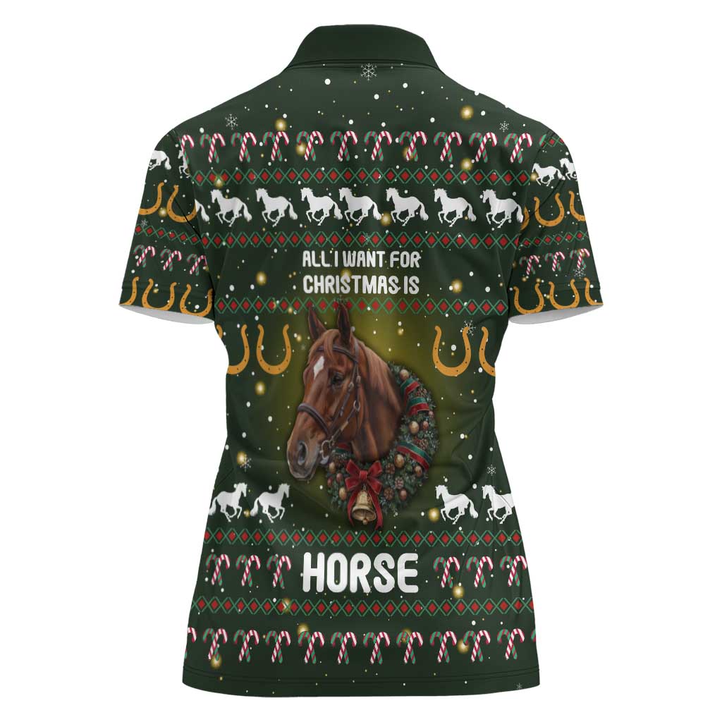 Horse All I Need For Christmas Christmas Women Polo Shirt Xmas Holiday Patterns - Wonder Print Shop