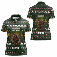 Horse All I Need For Christmas Christmas Women Polo Shirt Xmas Holiday Patterns - Wonder Print Shop
