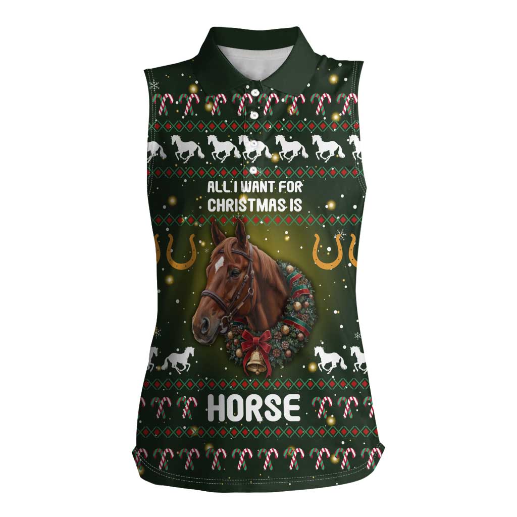 Horse All I Need For Christmas Christmas Women Sleeveless Polo Shirt Xmas Holiday Patterns - Wonder Print Shop