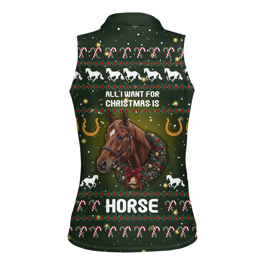 Horse All I Need For Christmas Christmas Women Sleeveless Polo Shirt Xmas Holiday Patterns - Wonder Print Shop