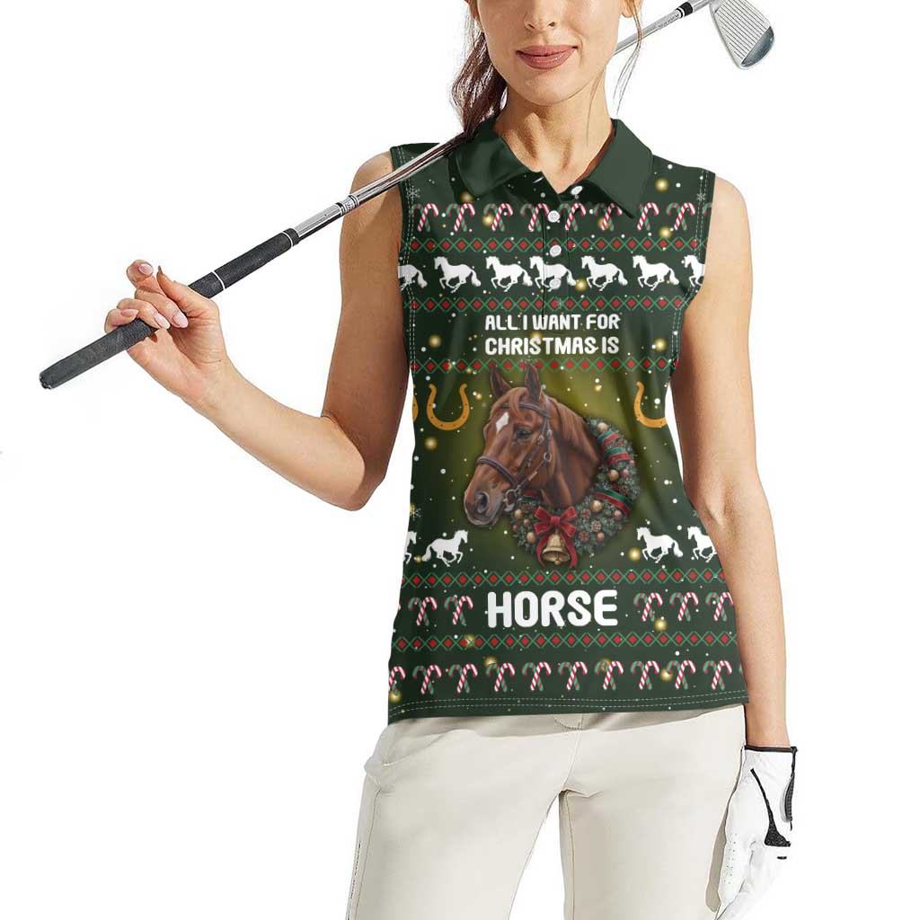 Horse All I Need For Christmas Christmas Women Sleeveless Polo Shirt Xmas Holiday Patterns - Wonder Print Shop
