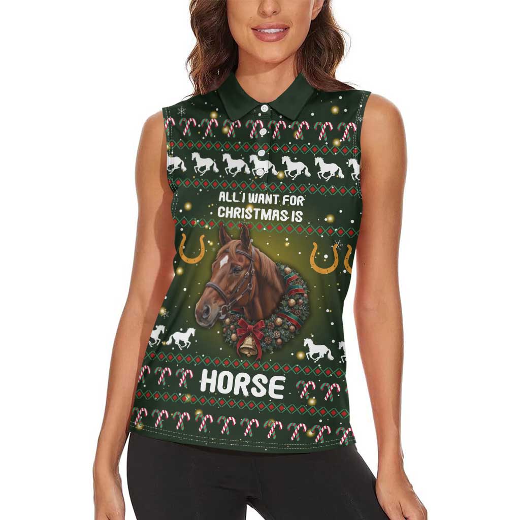 Horse All I Need For Christmas Christmas Women Sleeveless Polo Shirt Xmas Holiday Patterns - Wonder Print Shop
