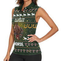 Horse All I Need For Christmas Christmas Women Sleeveless Polo Shirt Xmas Holiday Patterns - Wonder Print Shop