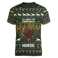 Horse All I Need For Christmas Christmas Women V-Neck T-Shirt Xmas Holiday Patterns - Wonder Print Shop