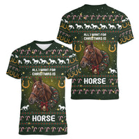 Horse All I Need For Christmas Christmas Women V-Neck T-Shirt Xmas Holiday Patterns - Wonder Print Shop