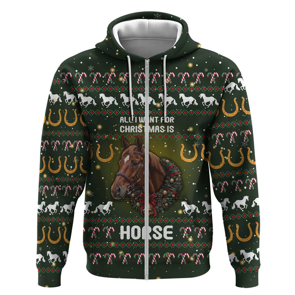 Horse All I Need For Christmas Christmas Zip Hoodie Xmas Holiday Patterns - Wonder Print Shop